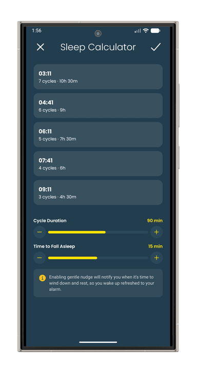 Android sleep calculator (light mode)